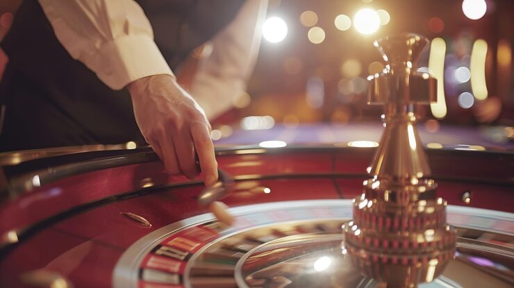 Evolution Gaming live dealer studio with professional dealer and multi-camera setup on mercon